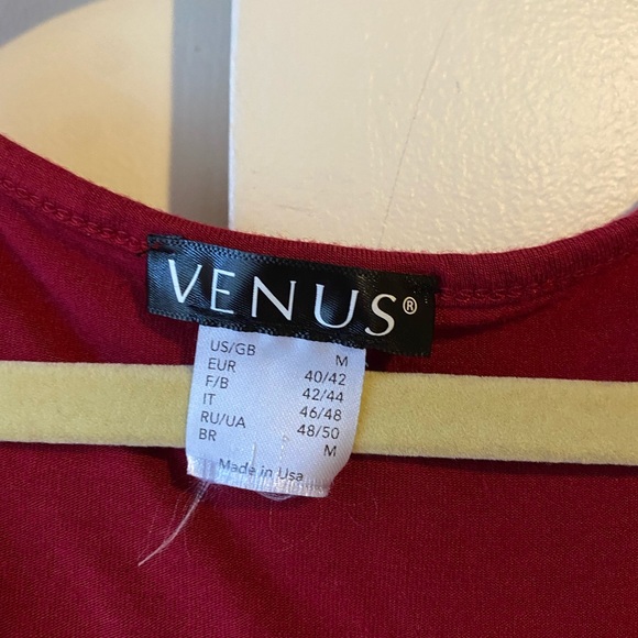 Venus 3/4 Sleeve Red Lace Holiday Office Size Medium Open Shoulder - Picture 3 of 6